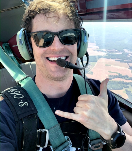 Dr. Gabrick flying a plane